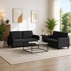 Chic Black Velvet 2 Piece Sofa Set for Cozy Living Rooms