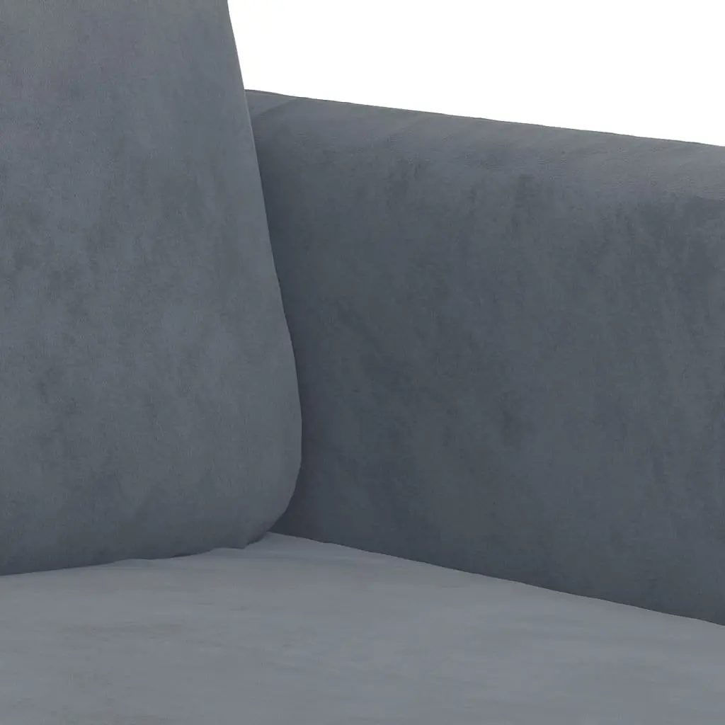 3 Piece Sofa Set Grey Velvet Soft Upholstery Living Room Furniture