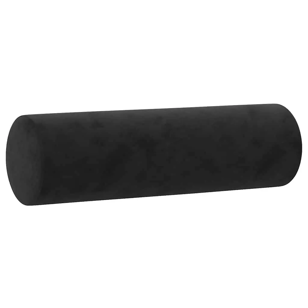 3 Piece Sofa Set Black Velvet Upholstery with Pillows and Footstool