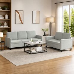 Elegant 2 Piece Grey Velvet Sofa Set for Cozy Living