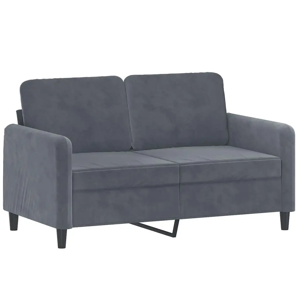 Grey Velvet Lounge Sofa Armchair Footstool 3 Piece Set Compact Living Room