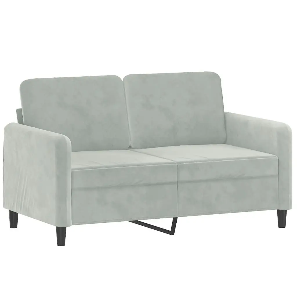 Grey Velvet Couch Set 3 Piece Living Room Furniture with Footstool and Pillows