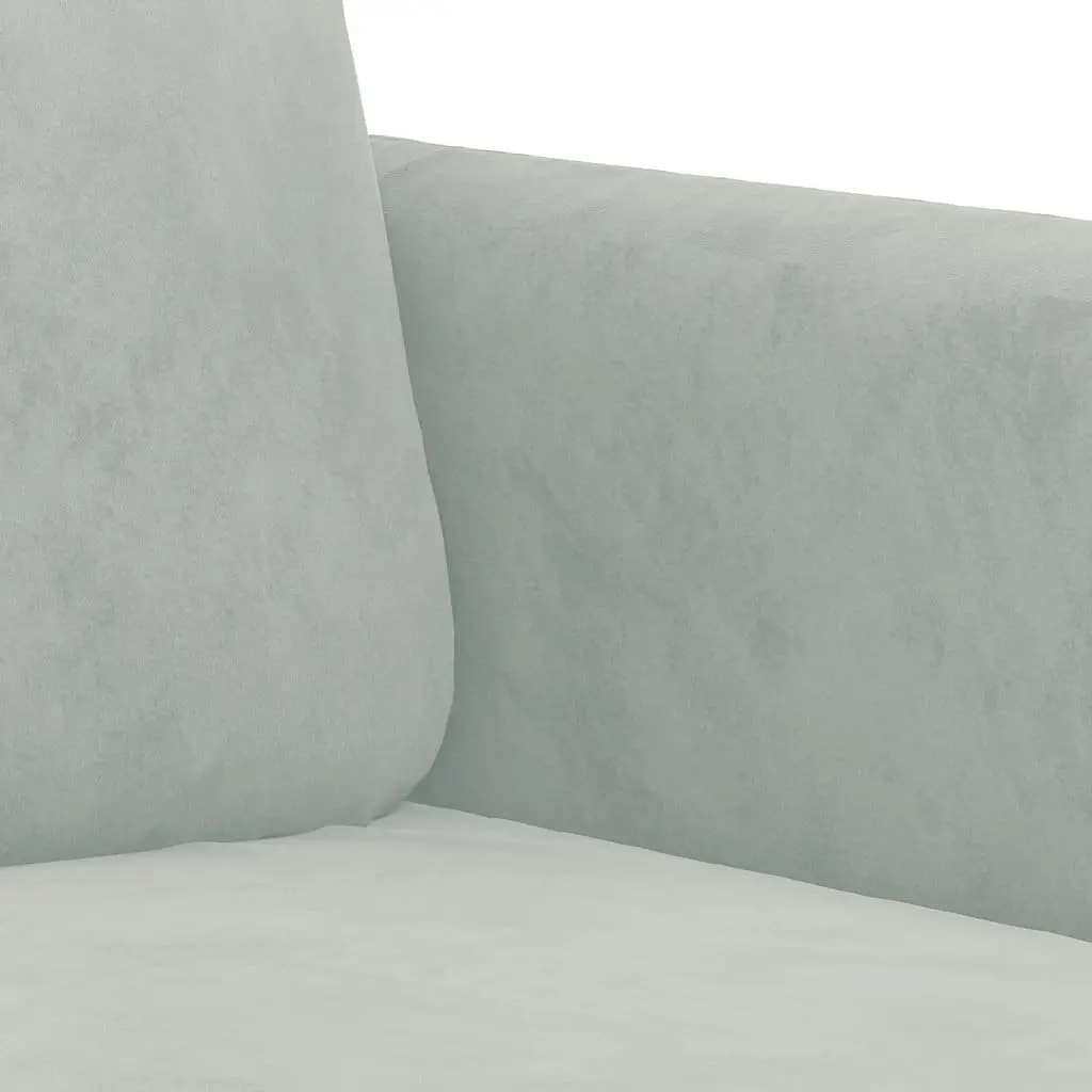 Grey Velvet Couch Set 3 Piece Living Room Furniture with Footstool and Pillows