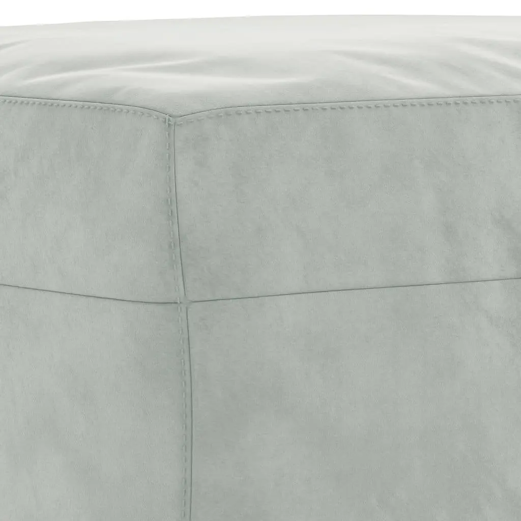 Grey Velvet Couch Set 3 Piece Living Room Furniture with Footstool and Pillows