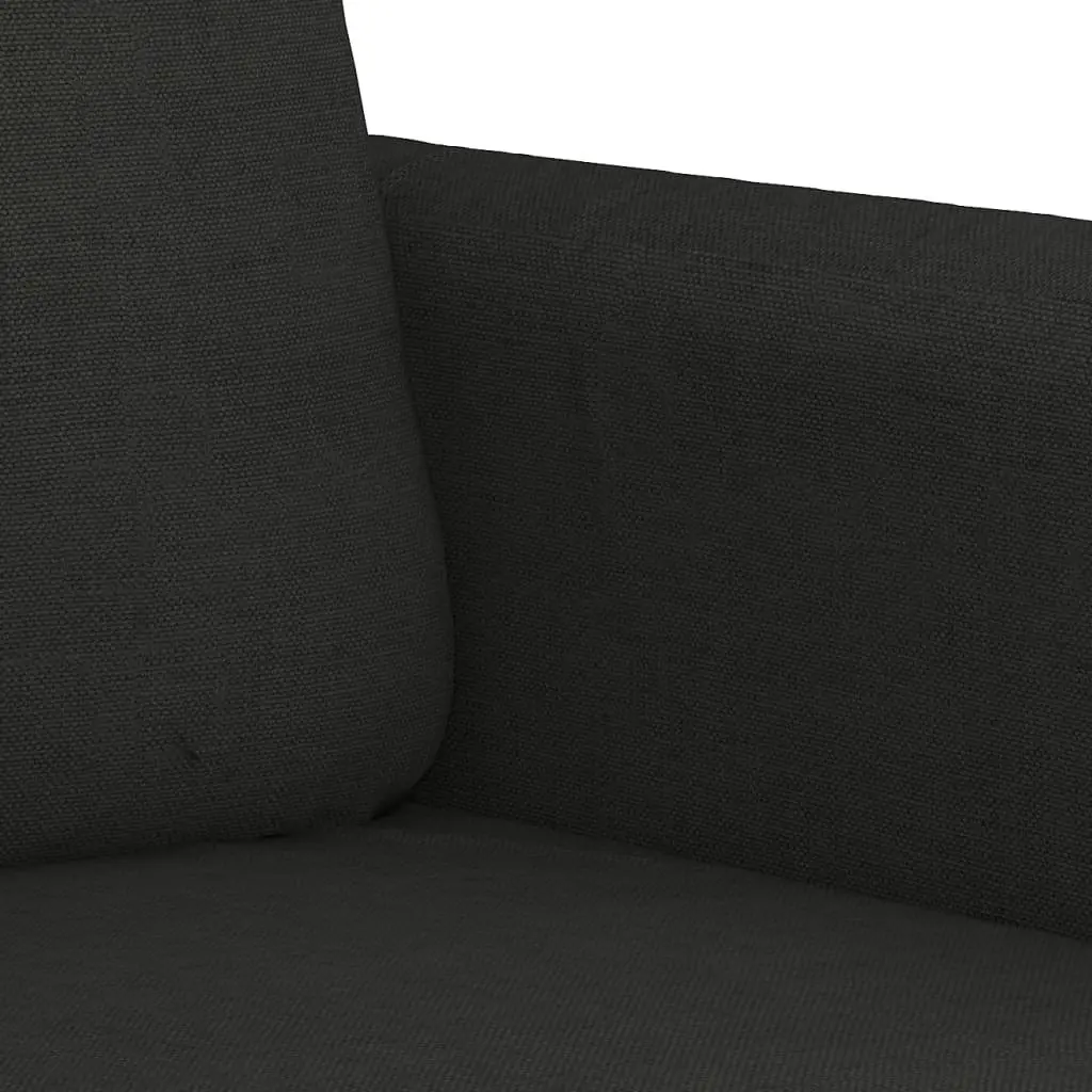 Black Fabric Lounge Suite Sofa Set 3 Piece Cushioned Living Room Furniture