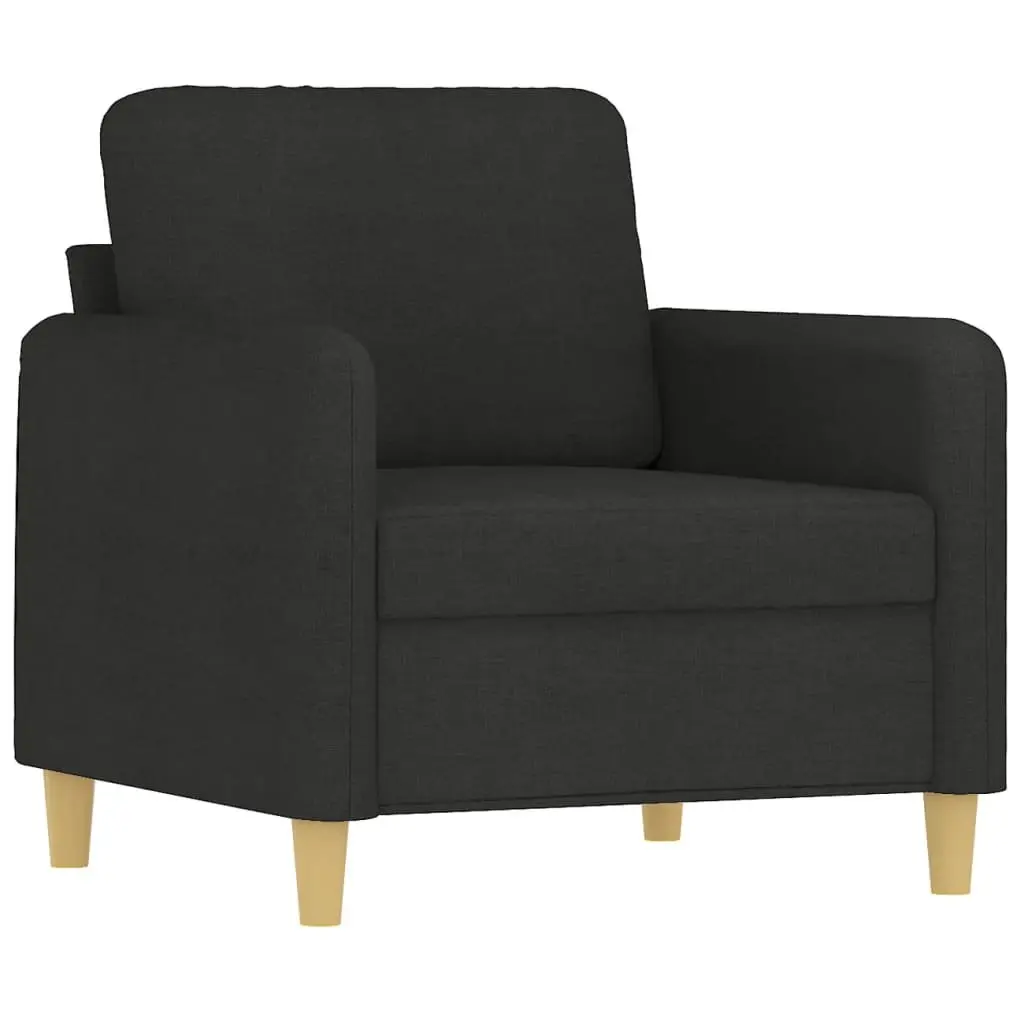 4 Piece Sofa Set Black Fabric Living Room Seating