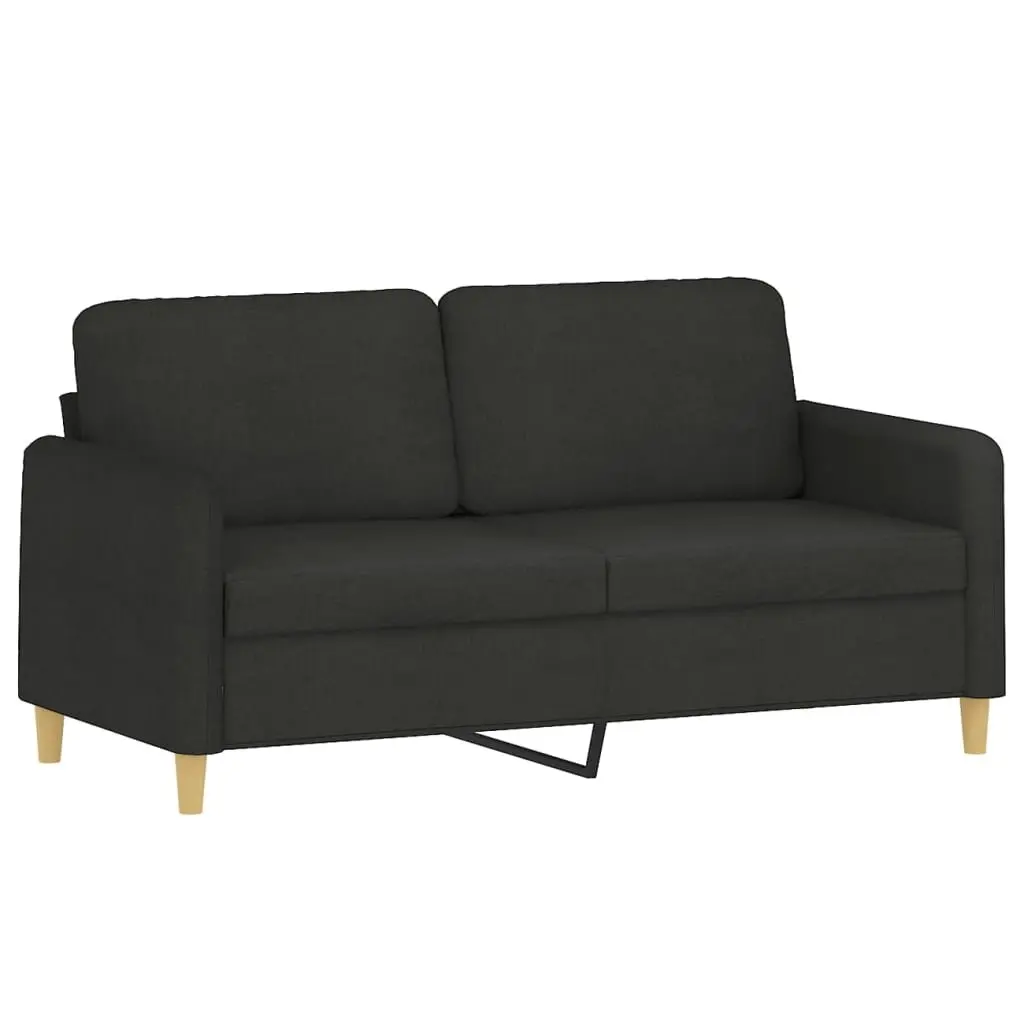3 Piece Sofa Set Black Fabric Compact Living Room Lounge Suite