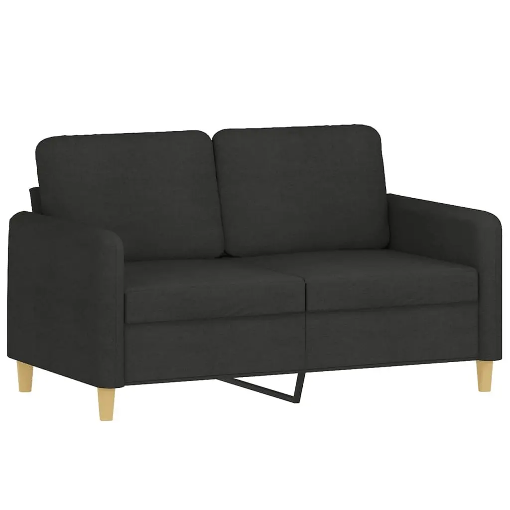 3 Piece Sofa Set Black Fabric Compact Living Room Lounge Suite