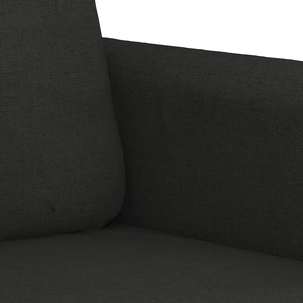 3 Piece Sofa Set Black Fabric Compact Living Room Lounge Suite