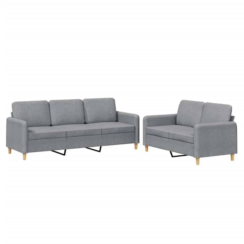 Sofa Set Grey Fabric 2 Piece Living Room Lounge Suite