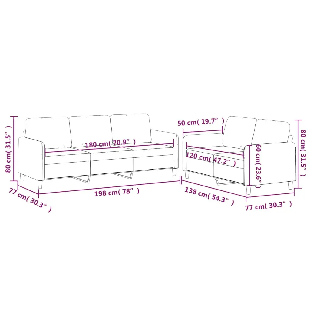 Sofa Set Grey Fabric 2 Piece Living Room Lounge Suite