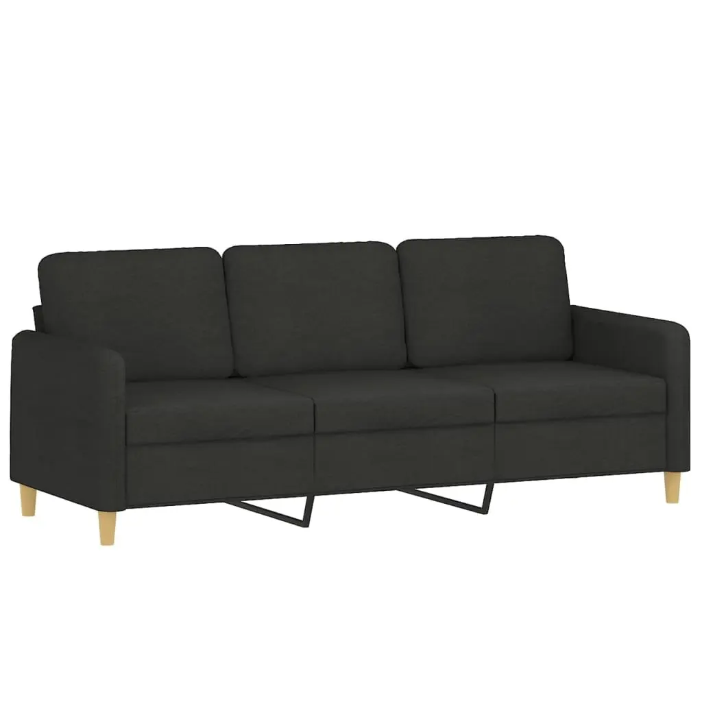 2 Piece Sofa Set with Cushions Black Fabric Lounge Suite Living Room Seating