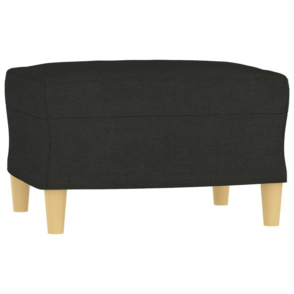 Black Fabric Couch Set 3 Piece with Throw Pillows and Footstool for Living Room