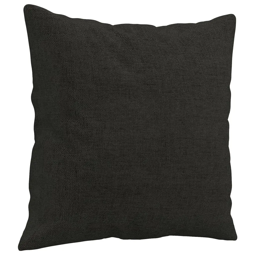 Black Fabric Couch Set 3 Piece with Throw Pillows and Footstool for Living Room