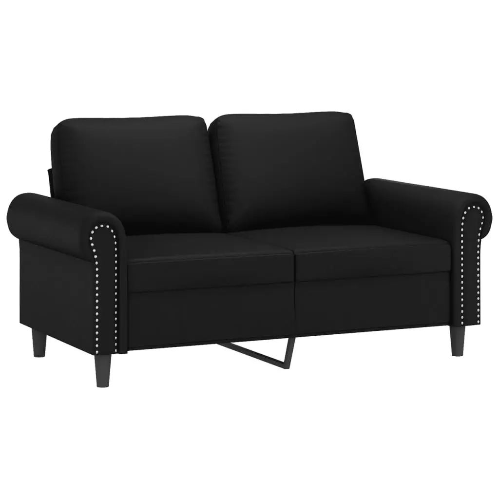 2 Piece Sofa Set Black Faux Leather Cushioned Living Room Furniture