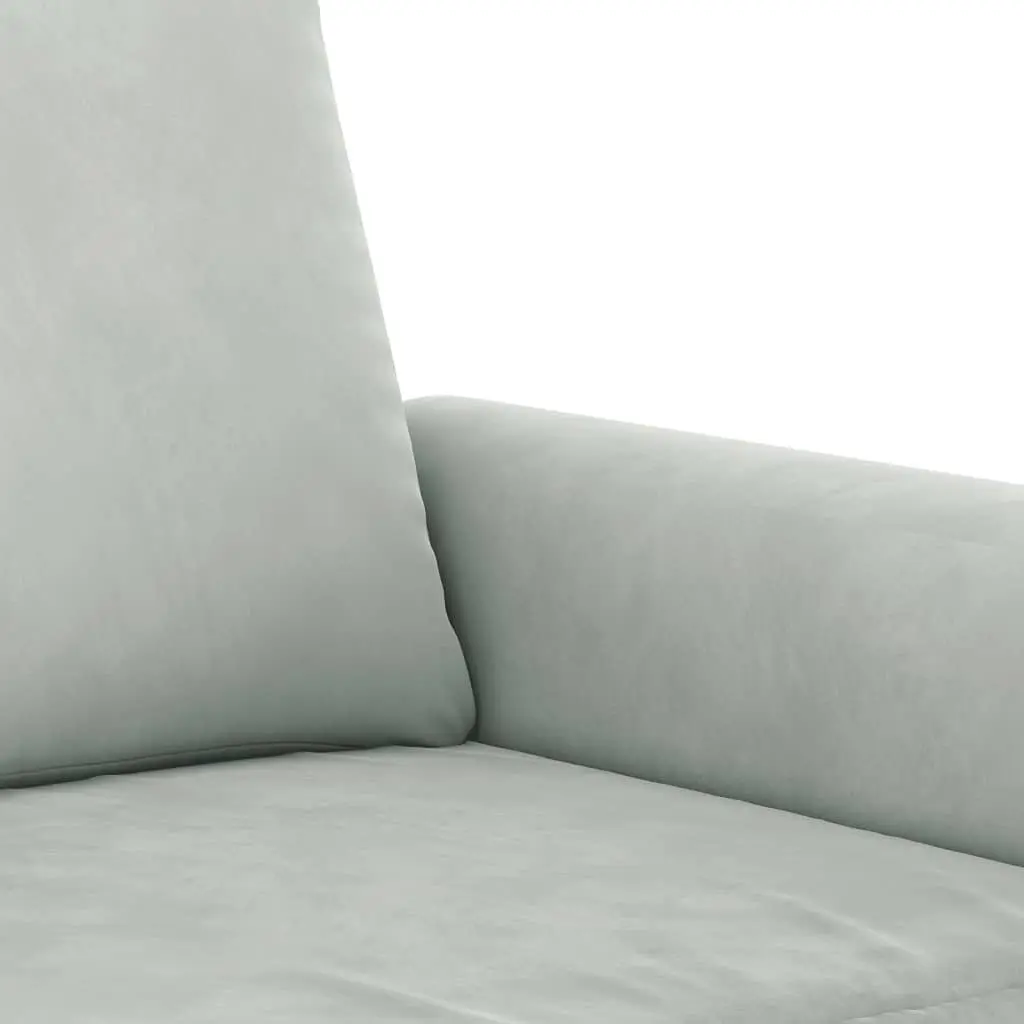 3 Piece Sofa Set Grey Velvet Cushioned Armchair Couch