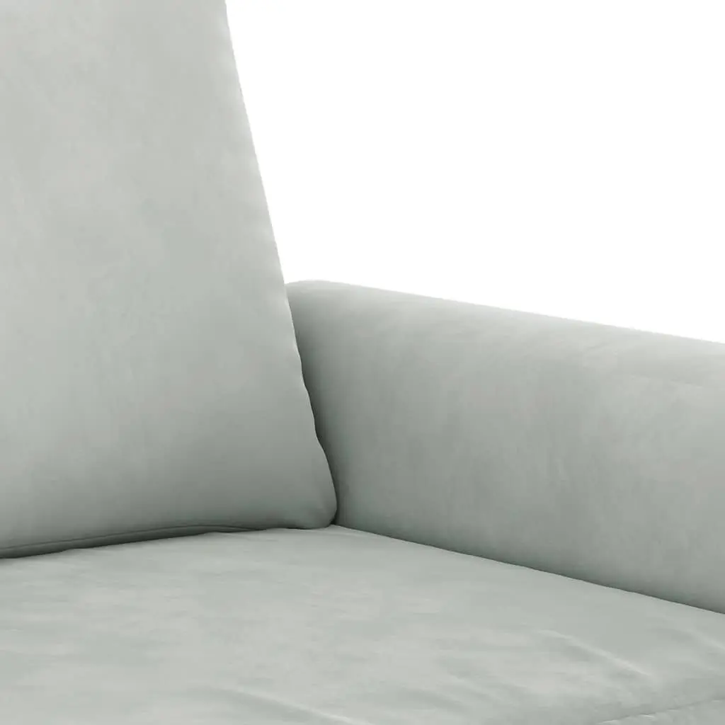 3 Piece Sofa Set Grey Velvet Upholstery Plywood and Metal Frame
