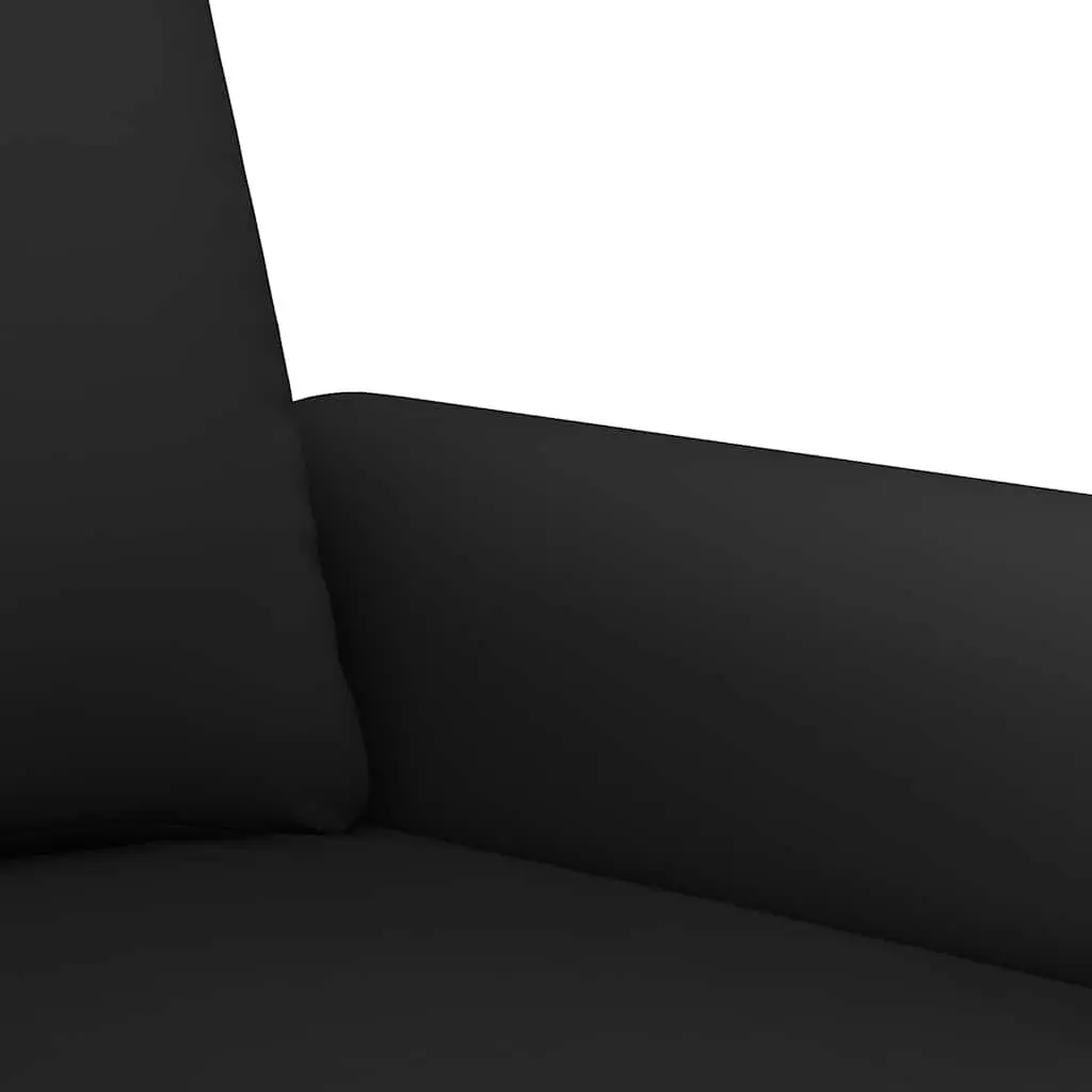 3 Piece Sofa Set Black Velvet Couch with Throw Pillows Seating Furniture Suite