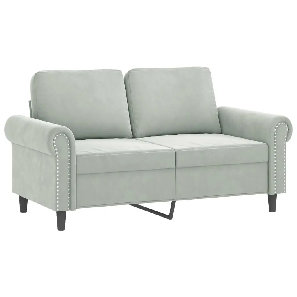 2 Piece Sofa Set with Cushions Grey Velvet Lounge Suite Comfortable Seating