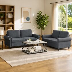 Elegant Grey Velvet 2 Piece Sofa Set for Cozy Living Spaces
