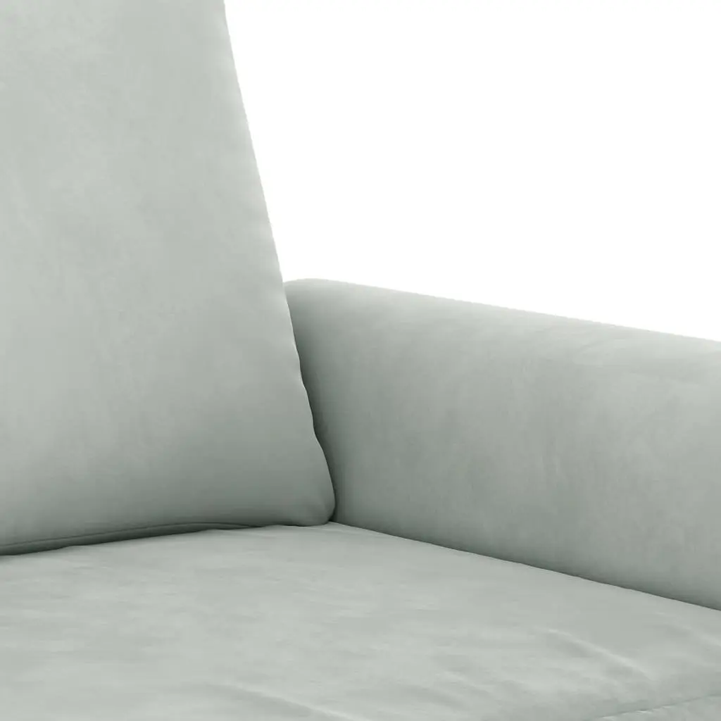 3 Piece Sofa Set with Footstool Grey Velvet Lounge Suite Living Room Furniture