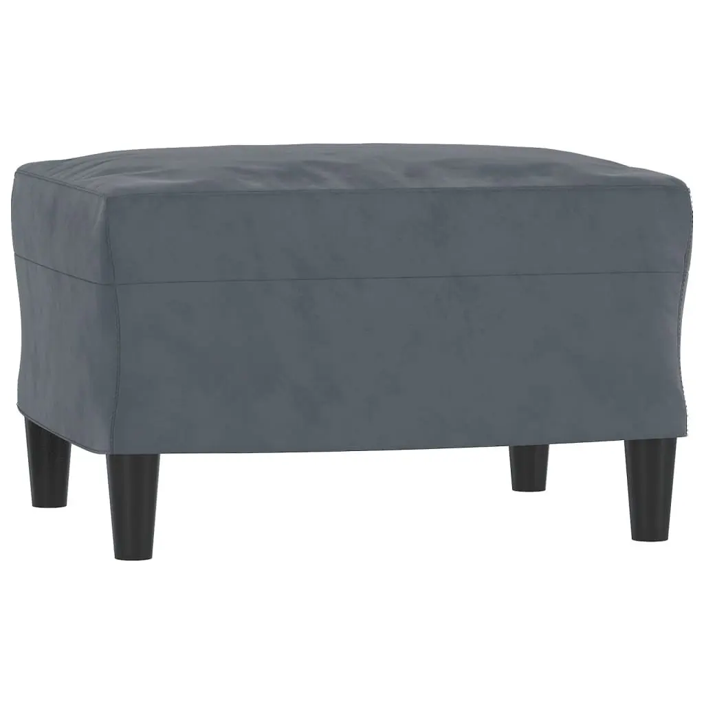 3 Piece Sofa Set Grey Velvet Lounge Suite Compact Size Upholstered with Footstool