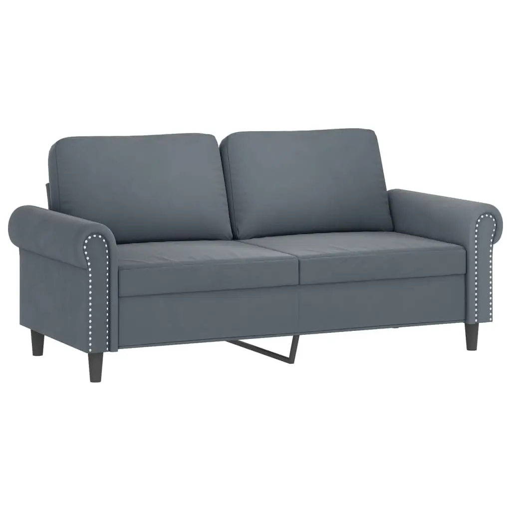 Sofa Set Grey Velvet 2 Piece Living Room Furniture