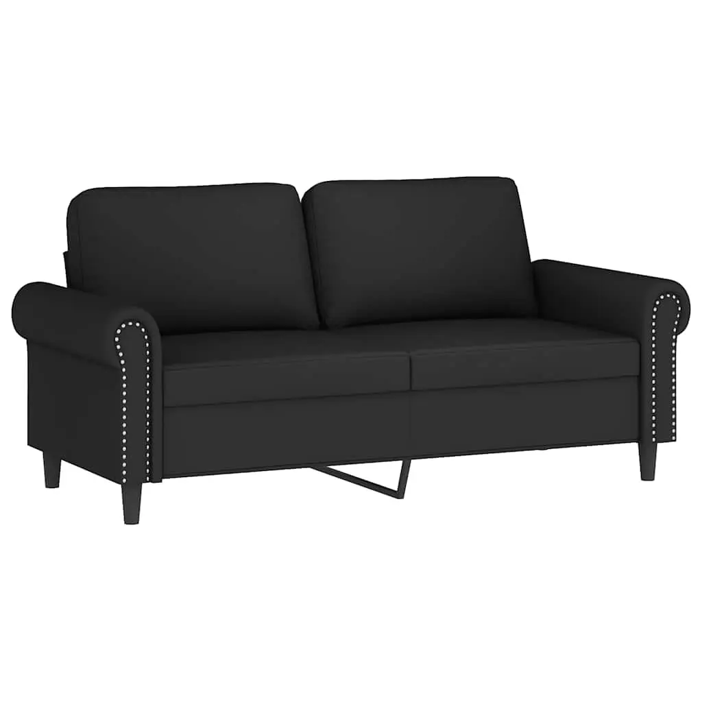 Black Velvet Couch Set 2 Piece Living Room Furniture Soft Upholstery with Throw Pillows