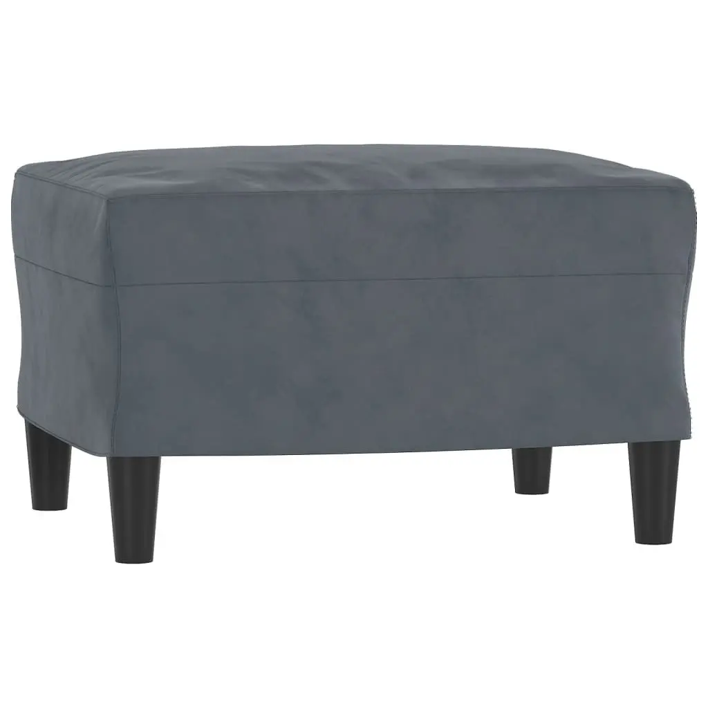 Grey Velvet Couch Set 3 Piece Soft Upholstery Living Room Furniture with Pillows and Footstool