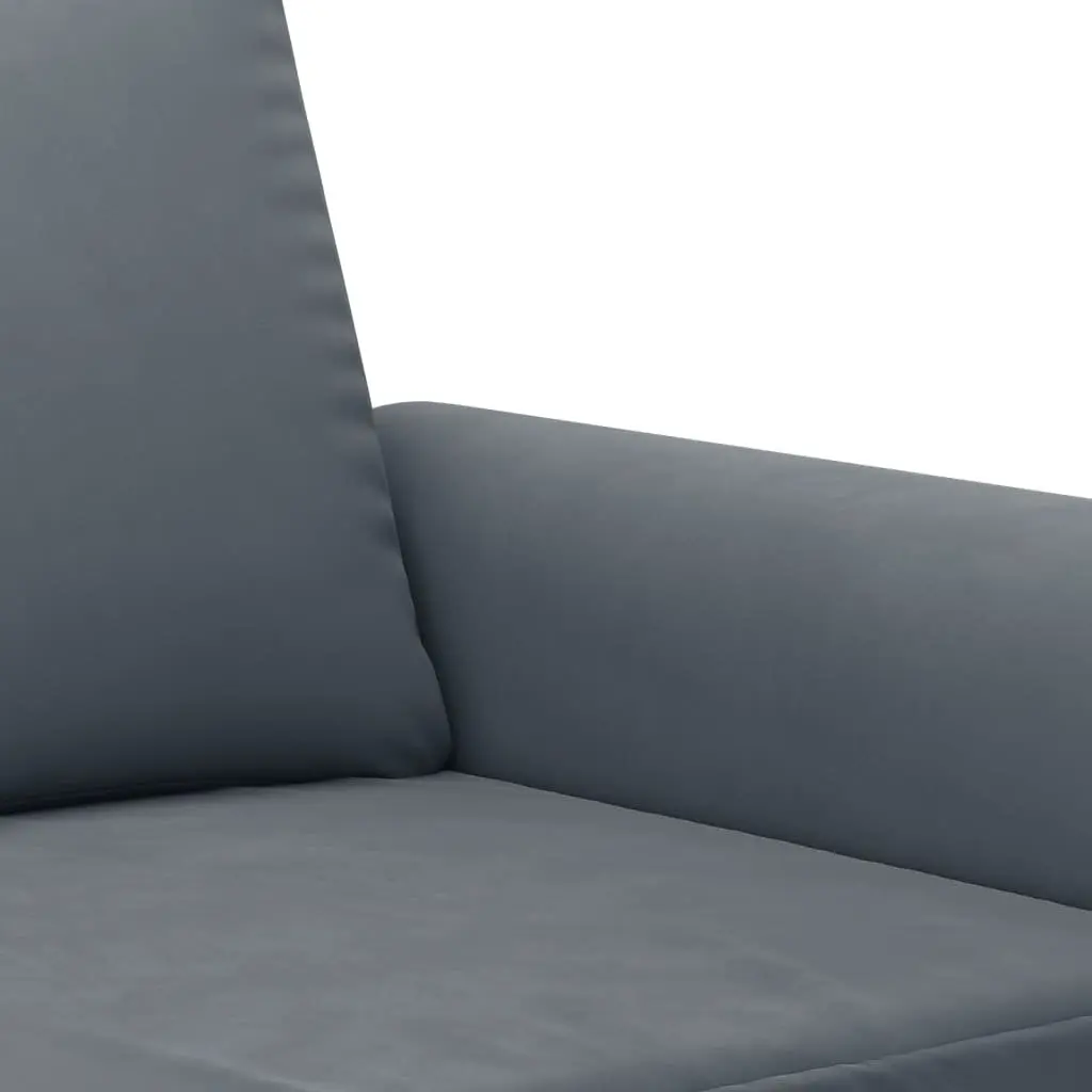 Grey Velvet Couch Set 3 Piece Soft Upholstery Living Room Furniture with Pillows and Footstool