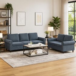 Elegant Grey Velvet 2 Piece Sofa Set for Cozy Living Rooms