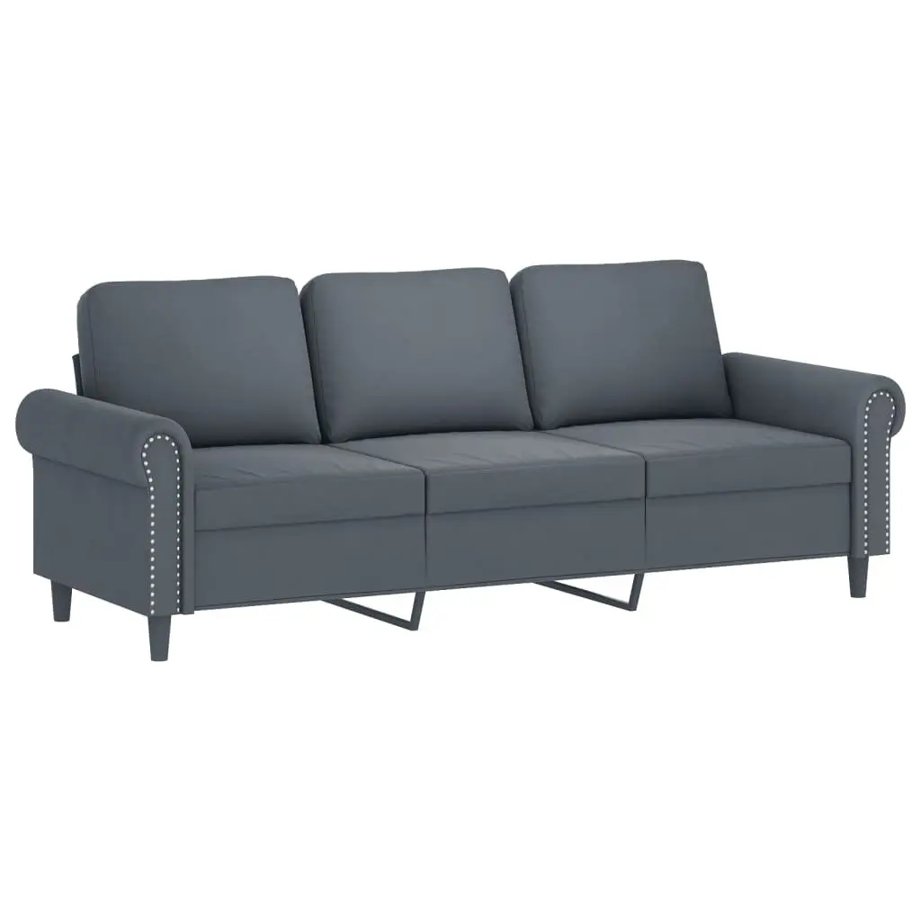 2 Piece Sofa Set Grey Velvet Cushions Living Room Furniture Comfortable Seating