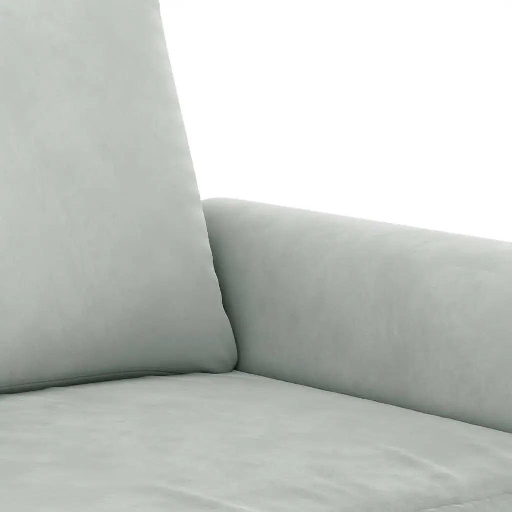 3 Piece Sofa Set Grey Velvet Lounge Suite with Cushions and Footstool
