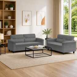 Comfortable 2 Piece Grey Microfibre Sofa Set