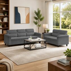 Inviting 2 Piece Grey Microfibre Sofa Set for Living Rooms