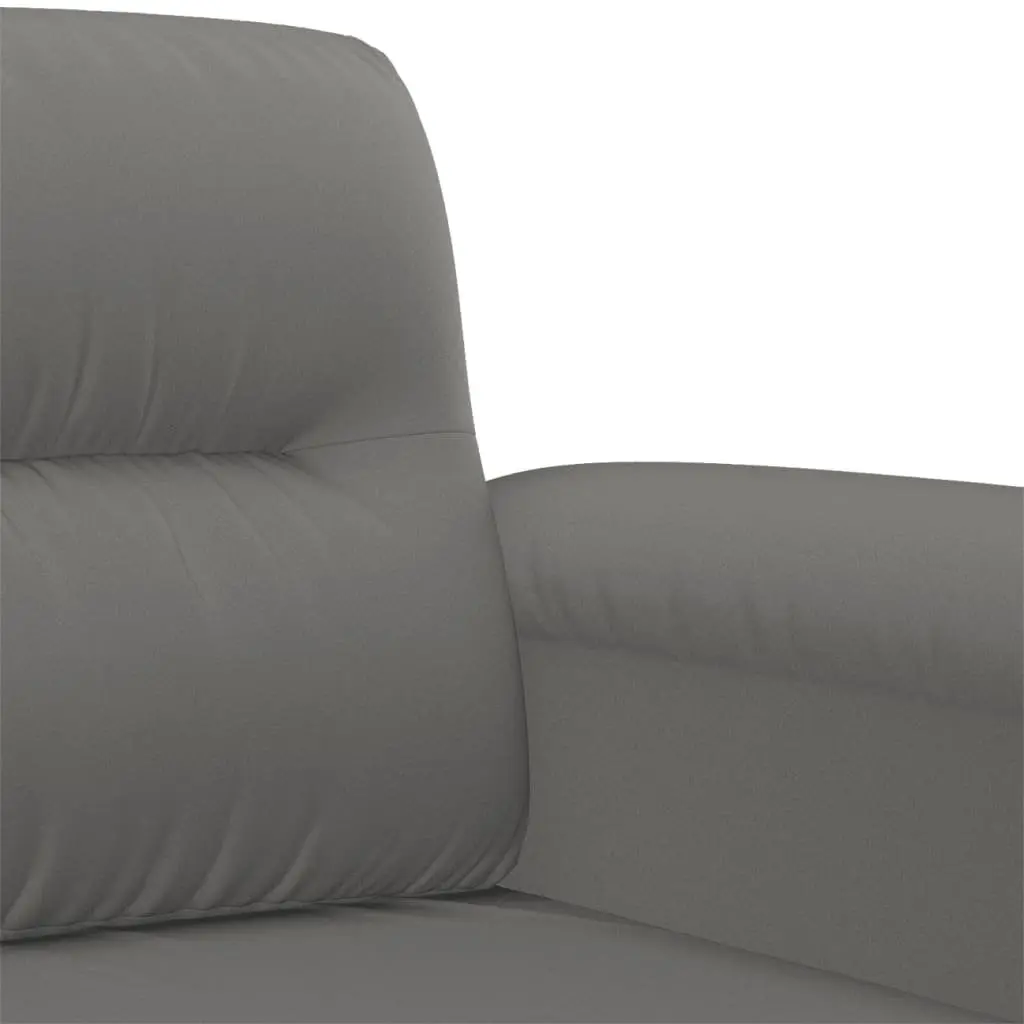 2 Piece Sofa Set Grey Microfibre Fabric Durable Couch