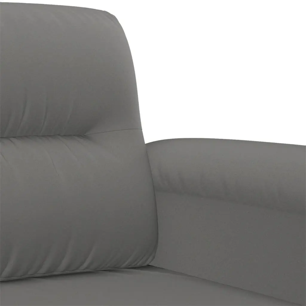 Grey Microfibre Fabric Lounge Sofa Set 2 Piece with Throw Pillows