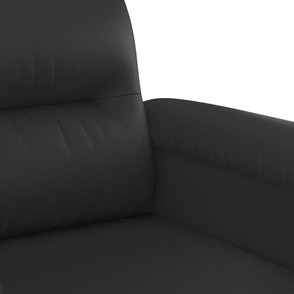 3 Piece Sofa Set Black Faux Leather Lounge Suite