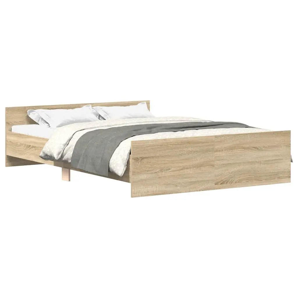Sonoma Oak Brown Bed Frame 135x190 cm with Headboard
