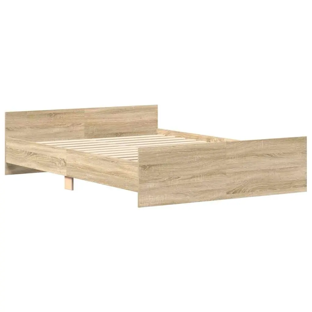 Sonoma Oak Brown Bed Frame 135x190 cm with Headboard