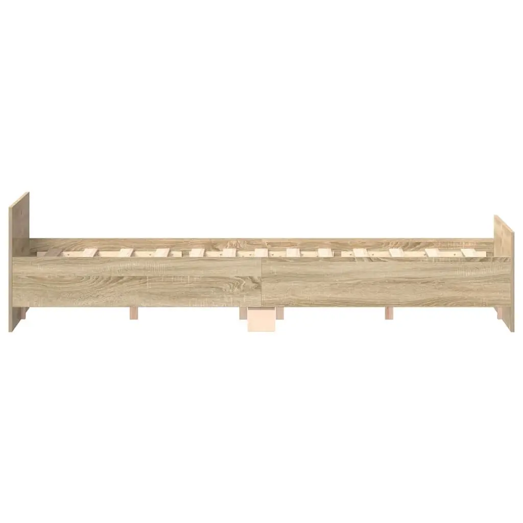 Sonoma Oak Brown Bed Frame 135x190 cm with Headboard