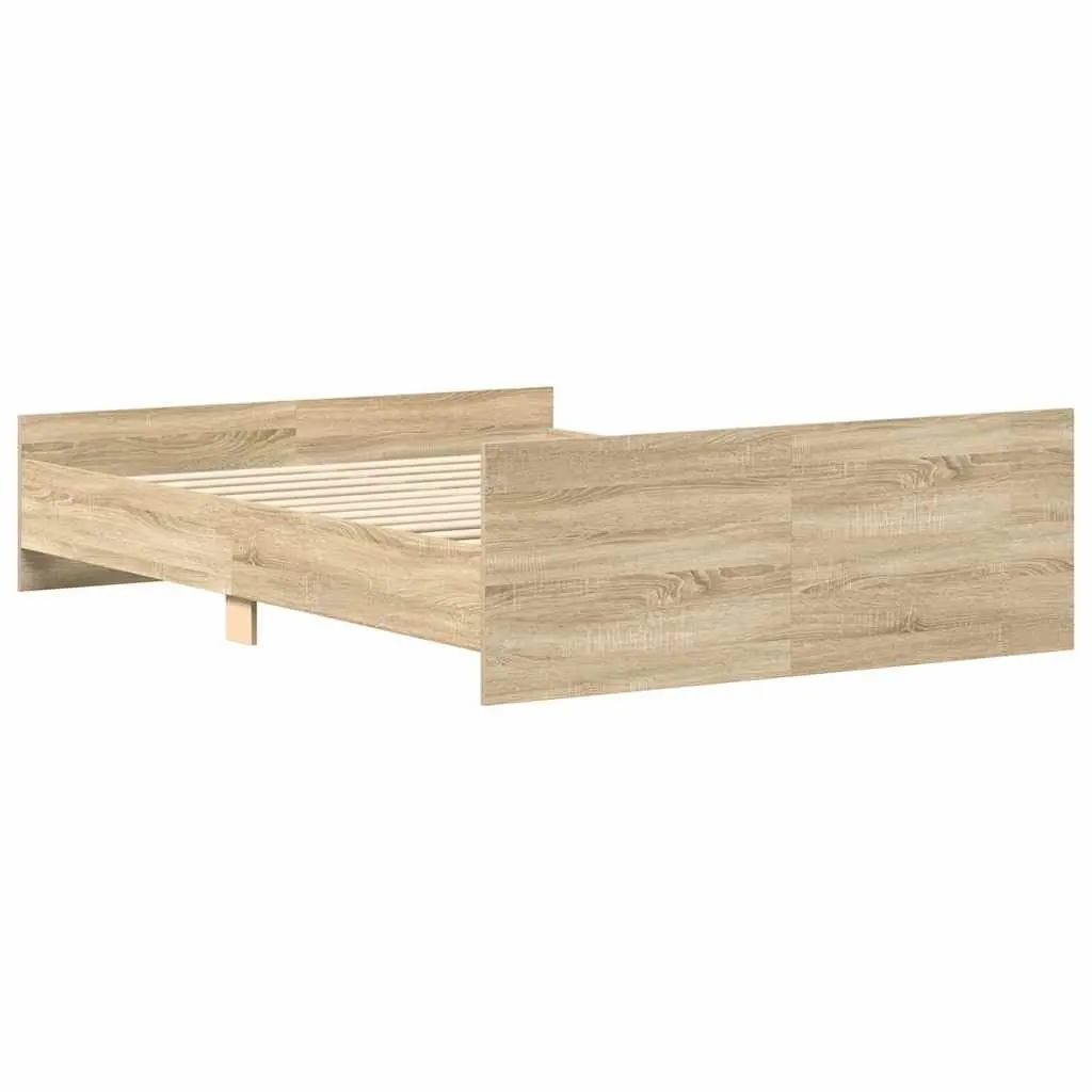 Sonoma Oak Brown Bed Frame 135x190 cm with Headboard