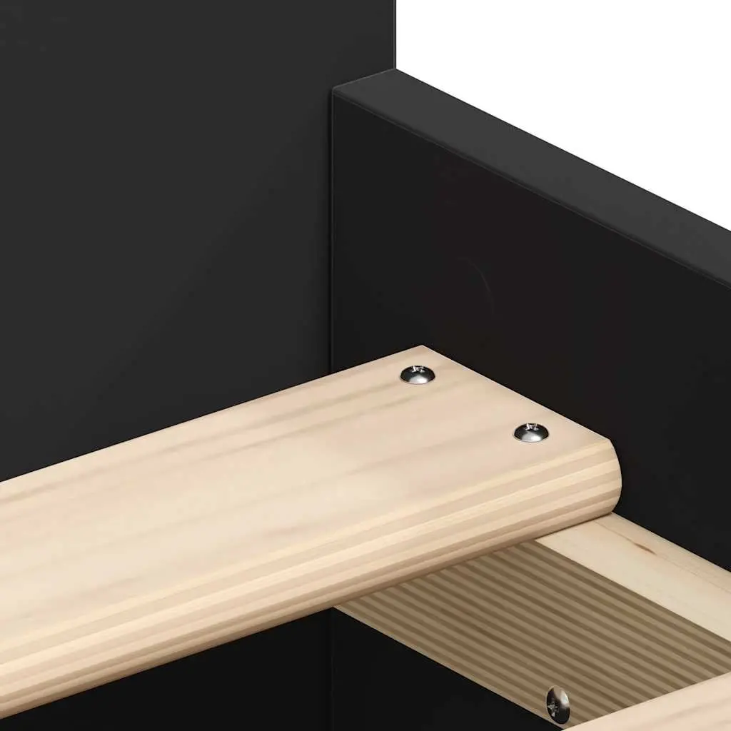 Black Bed Frame with Storage Drawers 90x190 cm