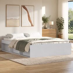 White Bed Frame with Storage 150x200 cm for Cozy Bedrooms