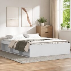 White Bed Frame 135x190 cm with Storage for Modern Bedrooms