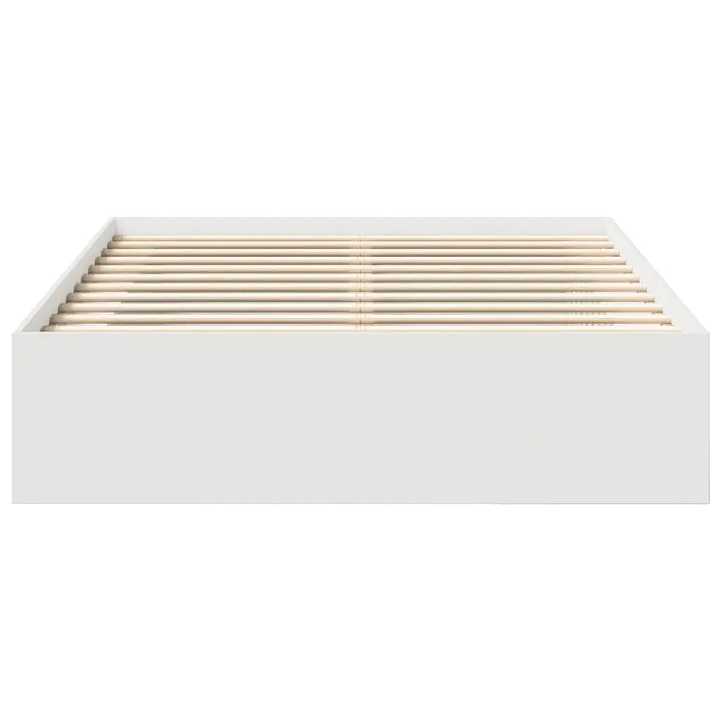Bed Frame White 135x190 cm Modern Storage Engineered Wood