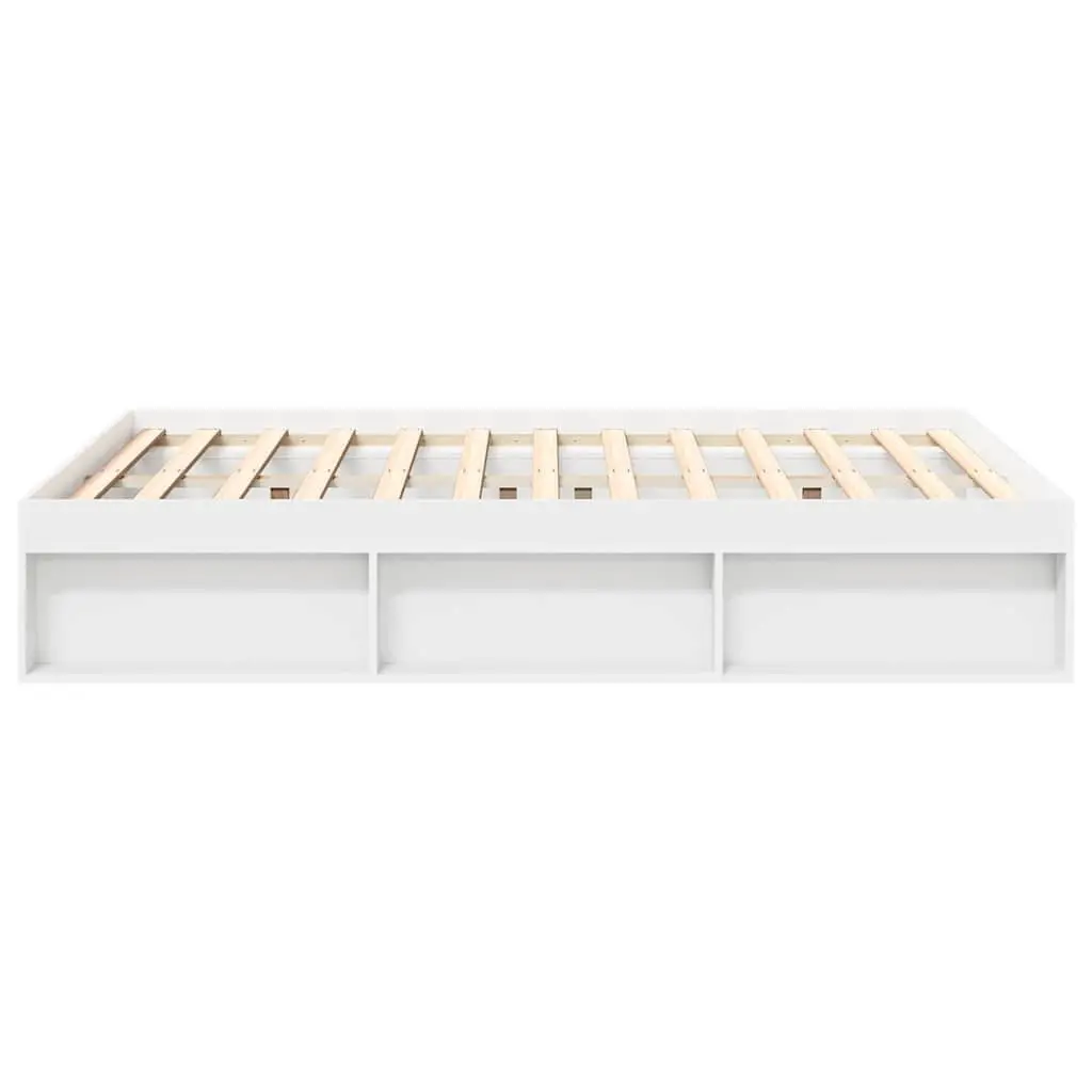 Bed Frame White 135x190 cm Modern Storage Engineered Wood