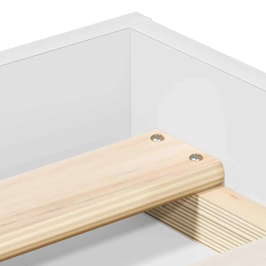 Bed Frame White 135x190 cm Modern Storage Engineered Wood