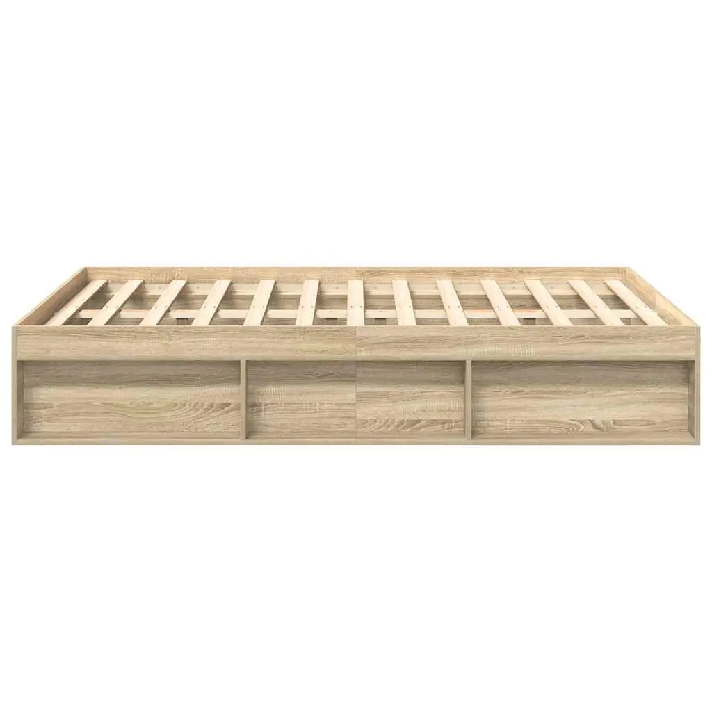 Queen Size Bed Frame with Storage in Brown Wood
