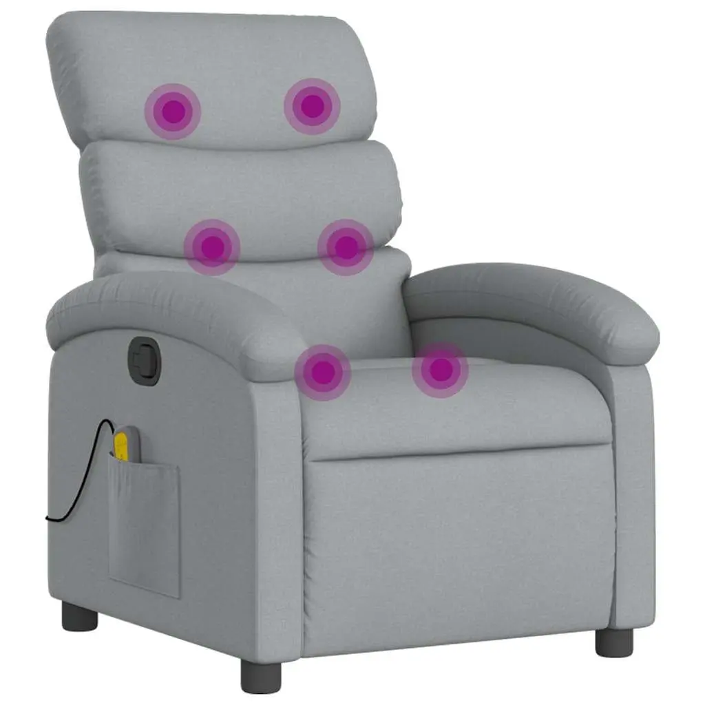 Grey Fabric Massage Recliner Chair with 6 Vibration Points
